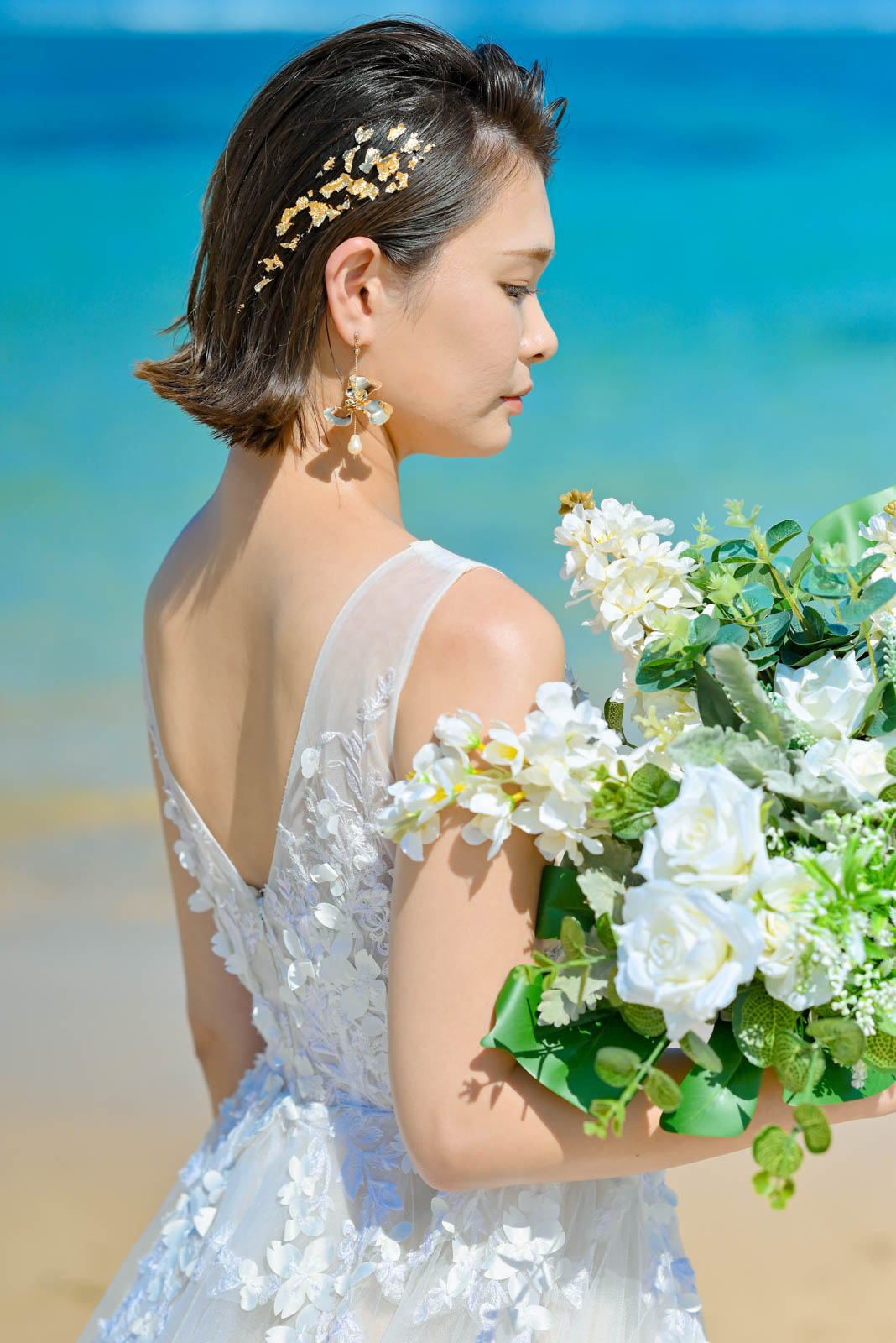 バリ島ウェディングフォトの花嫁様 ヘアスタイル