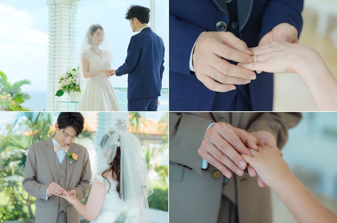 チャペルで指輪交換をする新郎新婦の手元